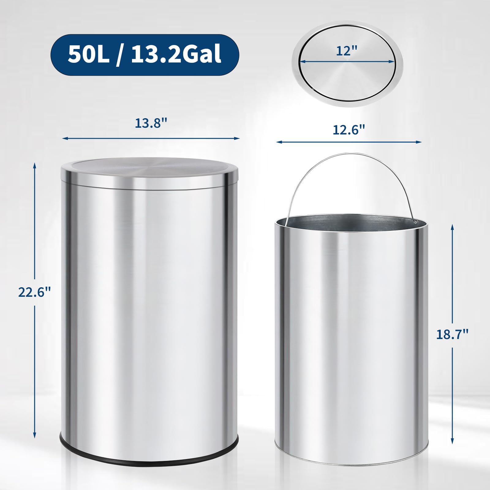Commercial Kitchen Garbage Can - Круглая мусорная корзина на 13 галлонов,