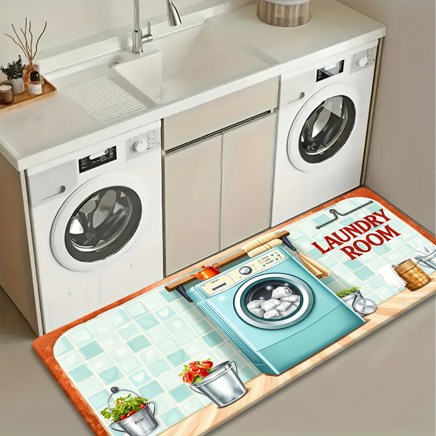 Commercial Kitchen Tile - Мягкий и прочный коврик-дорожка с принтом