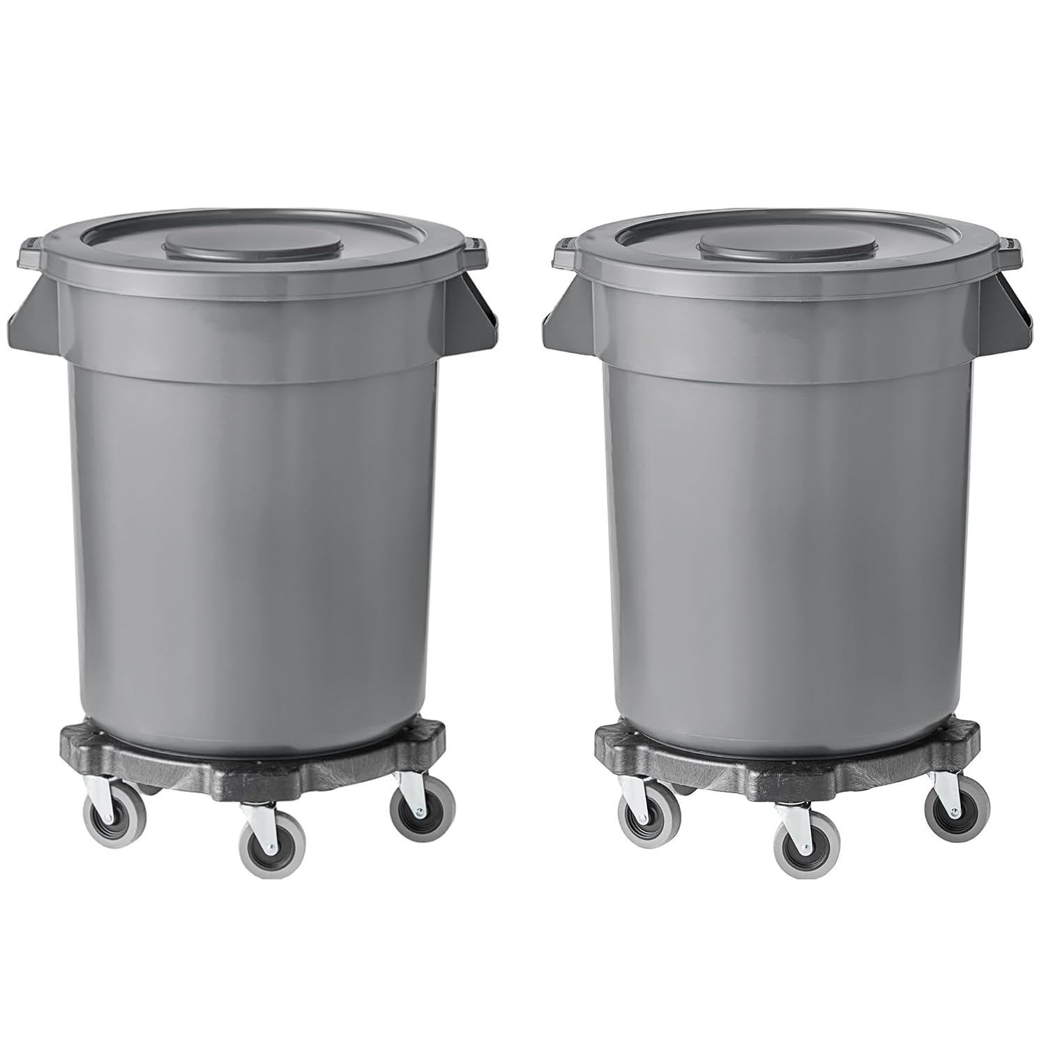 Commercial Kitchen Garbage Can - Комплект из 2-х серых круглых коммерческих