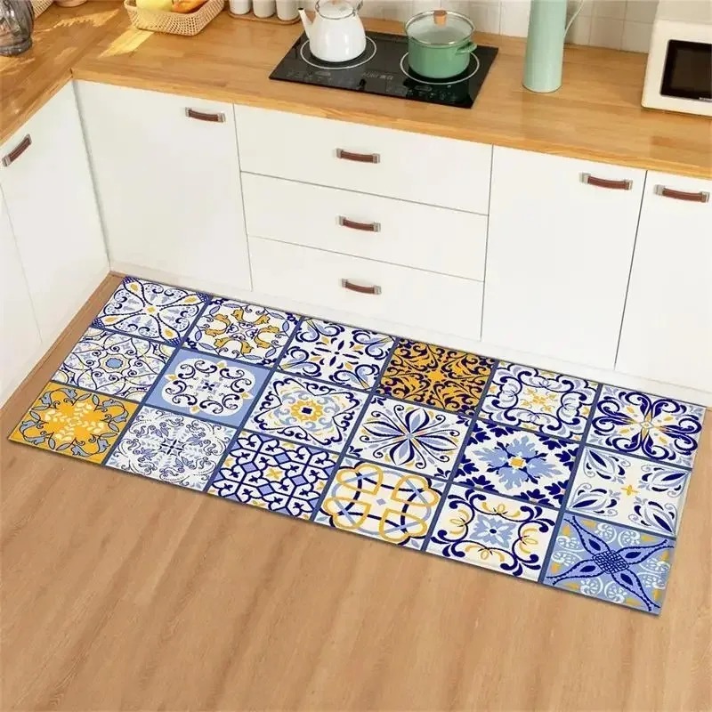 Commercial Kitchen Tile - Синий, желтый, винтажная плитка, коллаж, кухонный